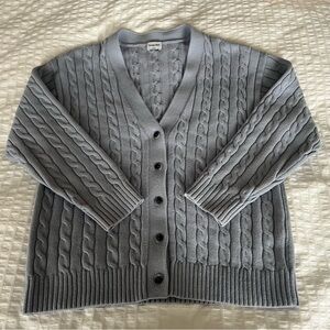 Aritzia Sunday Best Lamora Cableknit Wool Blend V Neck Oversized Cardigan